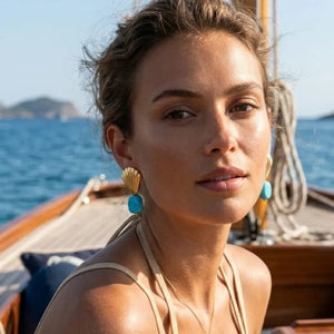 Diva mare orecchini artigianali turchese e oro - OE!
