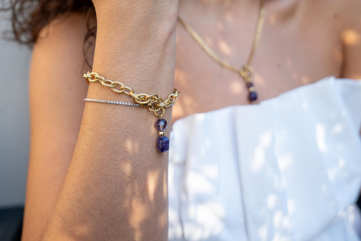 DUO PURPLE - Bracciale con ametista e cristalli - OE!