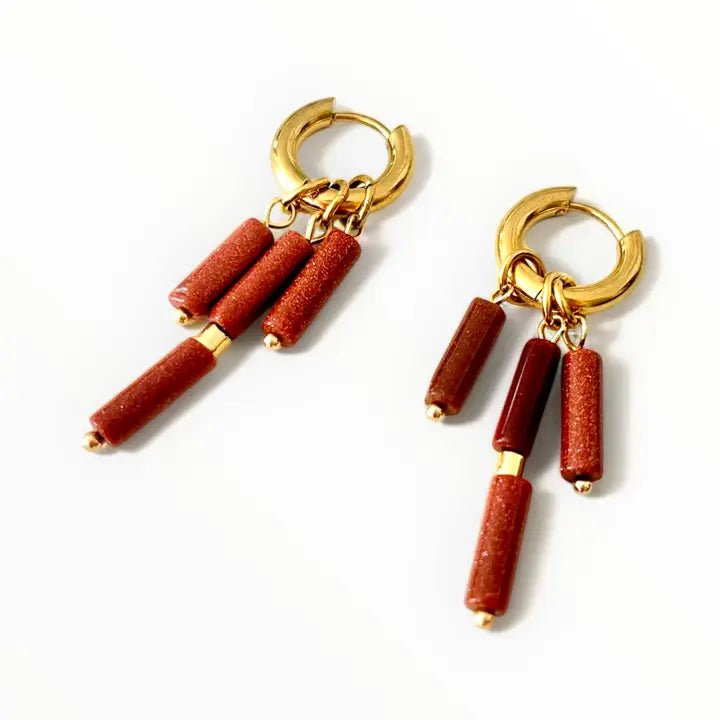 ECLISSE DORATA - Orecchini a cerchio con goldstone - OE!