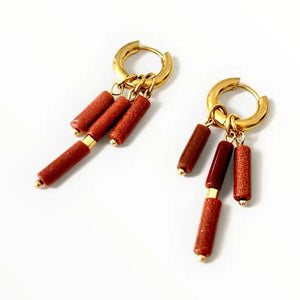 ECLISSE DORATA - Orecchini a cerchio con goldstone - OE!