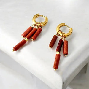 ECLISSE DORATA - Orecchini a cerchio con goldstone - OE!