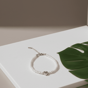 EROS - Bracciale in Perle di Fiume Naturali e Cuore Oro 18K | Made in Italy Artigianale - OE!