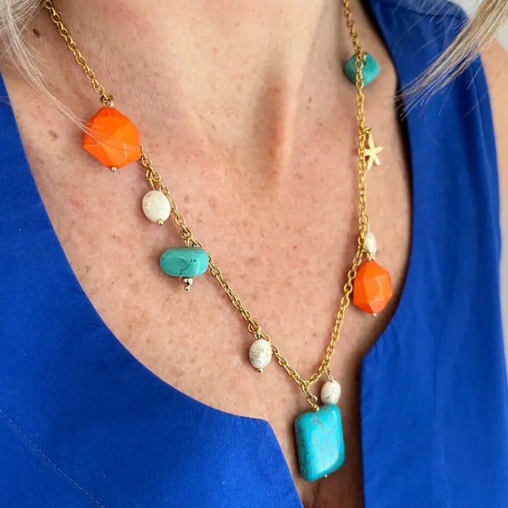 ESTATE – collana in acciaio placcato oro 18K con pendenti - OE!