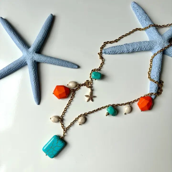 ESTATE – collana in acciaio placcato oro 18K con pendenti - OE!