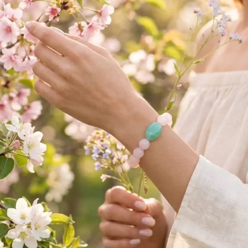 Eternal Spring bracciale con cristalli rosa e crisoprasio