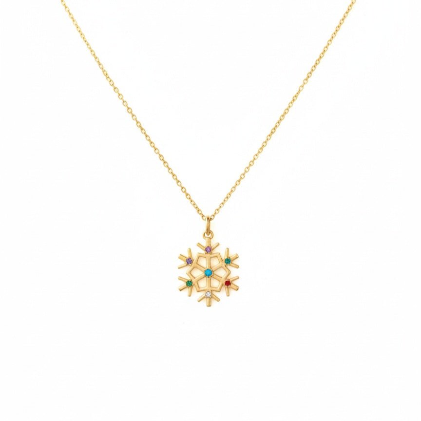 FIOCCO - Collana Fiocco di Neve in Acciaio Inox Placcato Oro 18K Nichel Free – Artigianale Made in Italy - OE!