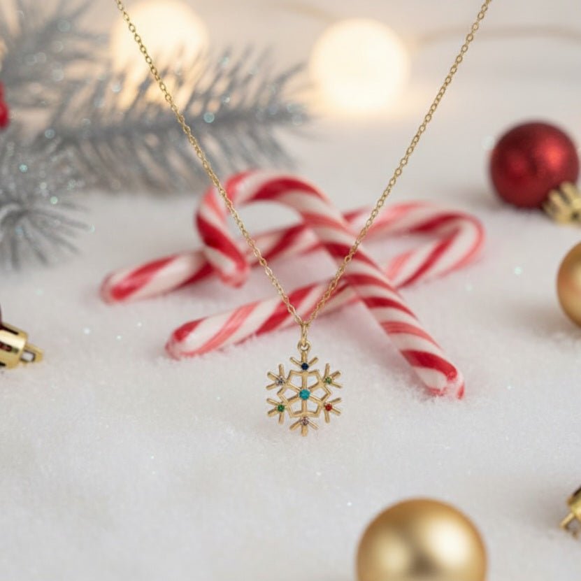 FIOCCO - Collana Fiocco di Neve in Acciaio Inox Placcato Oro 18K Nichel Free – Artigianale Made in Italy - OE!