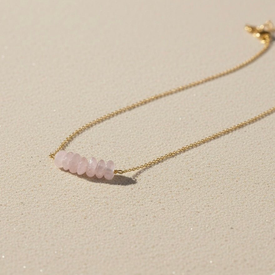 FRAMMENTI MARINI ROSA - Collana con chips di Quarzo - OE!