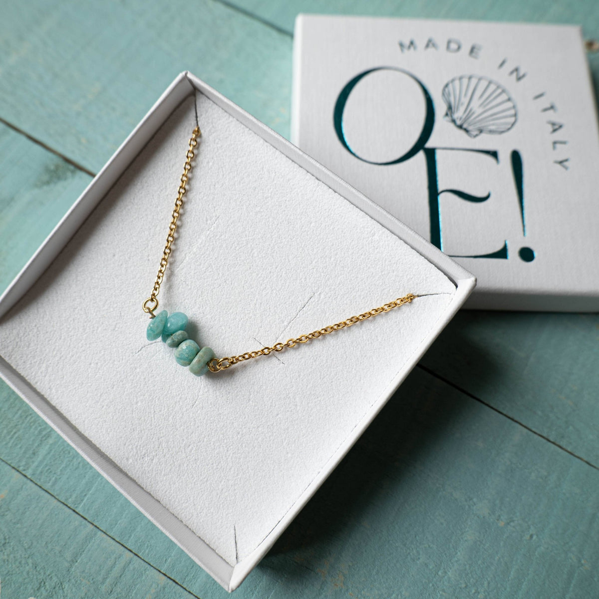 FRAMMENTI MARINI VERDE - Collana con chips di amazzonite - OE!