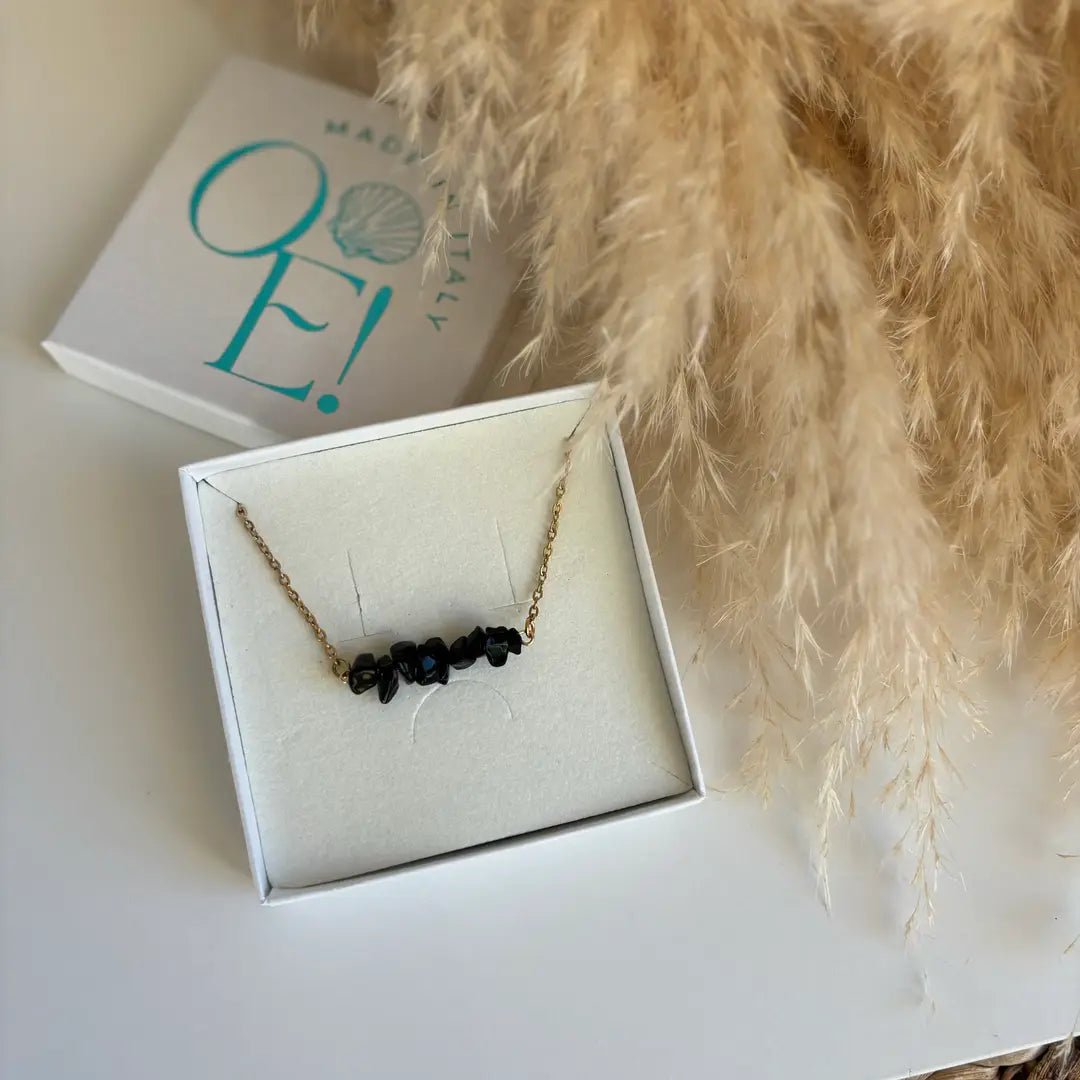 FRAMMENTI NERI – Collana con schegge naturali di onice - OE!