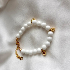 Furore White - Bracciale in cristalli bianchi e gocce dorate - OE!
