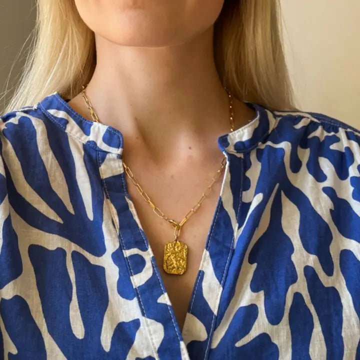 GETTONE – catena in acciaio inossidabile placcata oro 18K con pendente - OE!