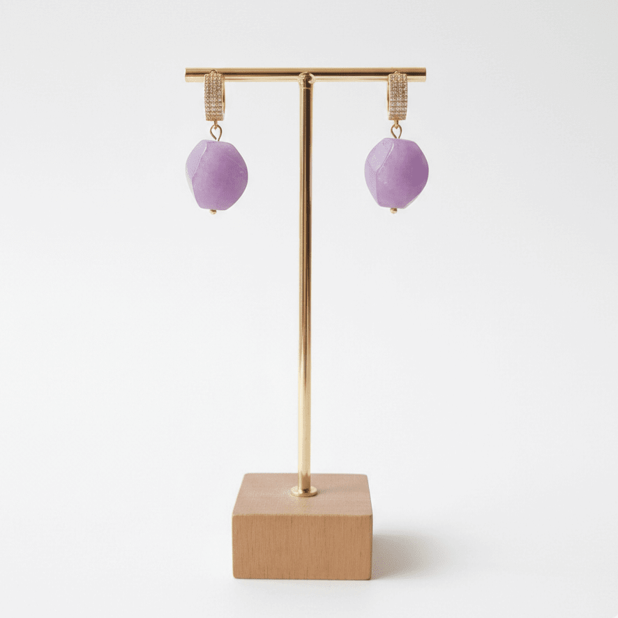 glicine lucente orecchino giada e zirconi acciaio Inox 18K