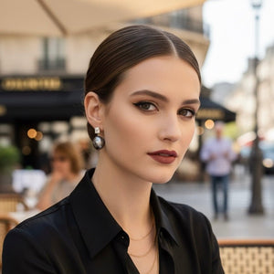 GOCCE D'OCEANO - Orecchini Pendenti Lussuosi con Perla Barocca Grande e Pietra Zirconia Luminosa - OE!