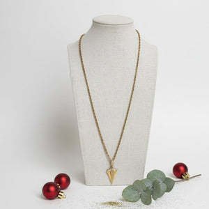 Golden Arrow - Collana 60cm in Acciaio Inox Placcato 18K con Zirconi - Gioiello Made in Italy per Natale - OE!