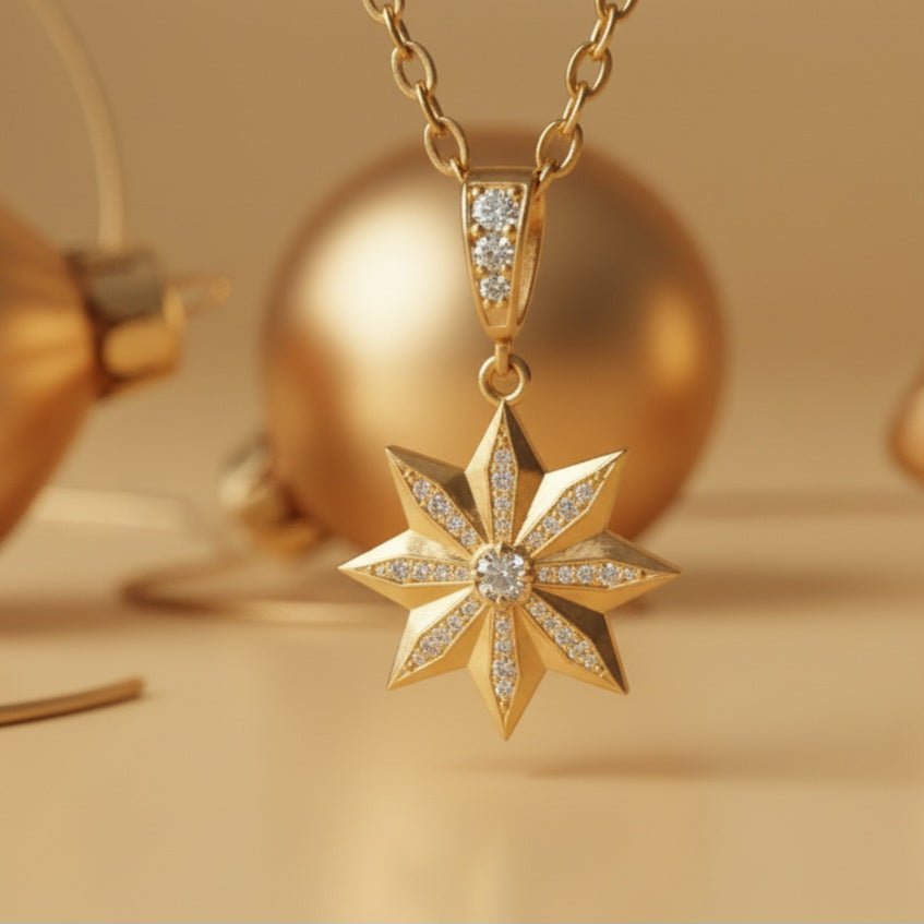 Golden Snow - Collana Natalizia Artigianale - Fiocco di Neve Placcato Oro 18K e Zirconi - OE!
