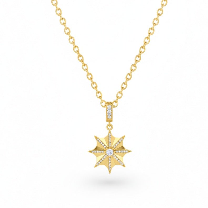 Golden Snow - Collana Natalizia Artigianale - Fiocco di Neve Placcato Oro 18K e Zirconi - OE!