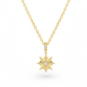 Golden Snow - Collana Natalizia Artigianale - Fiocco di Neve Placcato Oro 18K e Zirconi - OE!