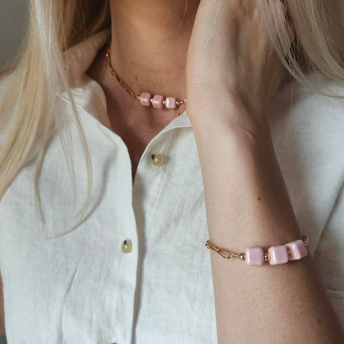 Granita - Collare/Choker con dadi in ceramica - OE!