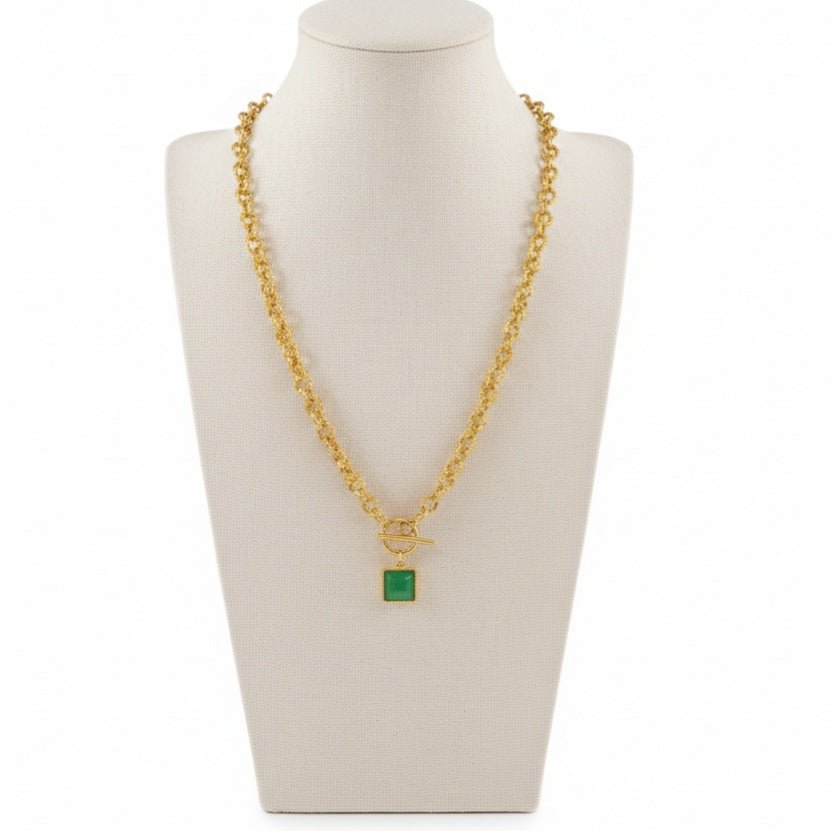Green Allure collana placcata oro con pendente verde