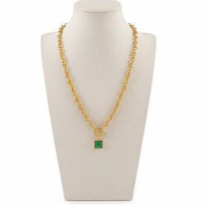 Green Allure collana placcata oro con pendente verde