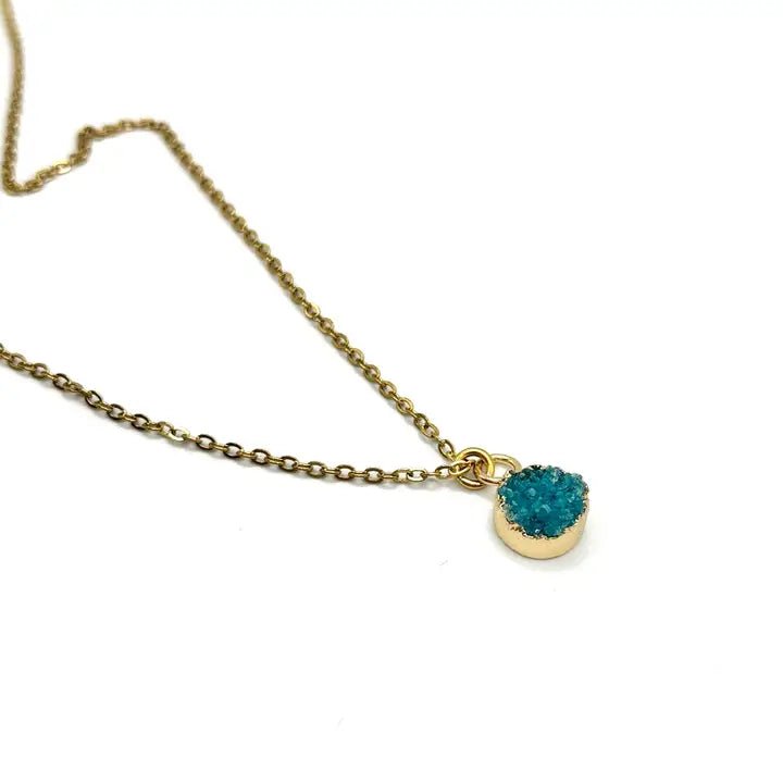 GREEN QUARTZ – collana in acciaio placcato oro 18K con quarzo naturale - OE!