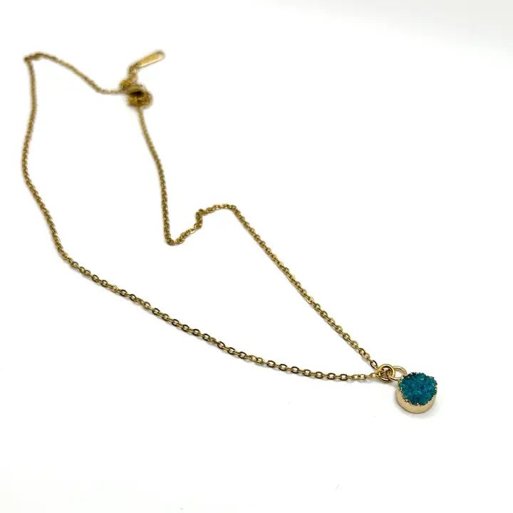 GREEN QUARTZ – collana in acciaio placcato oro 18K con quarzo naturale - OE!