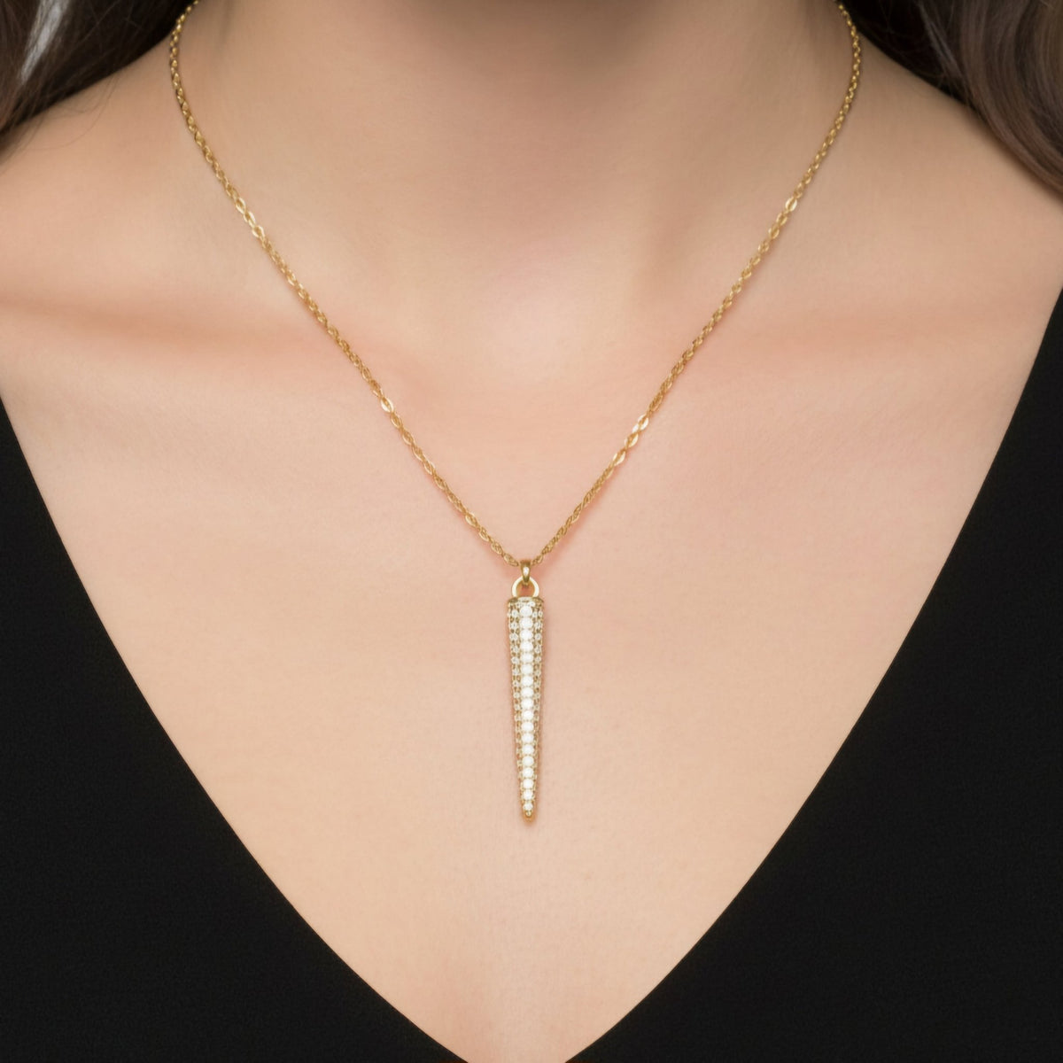 HORN OF NAPLES – COLLANA ORO CON PENDENTE IN ZIRCONIA - OE!
