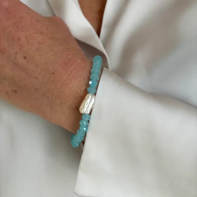 INCASTRI CELESTI - Bracciale di perle Keshi con perline di cristallo - OE!