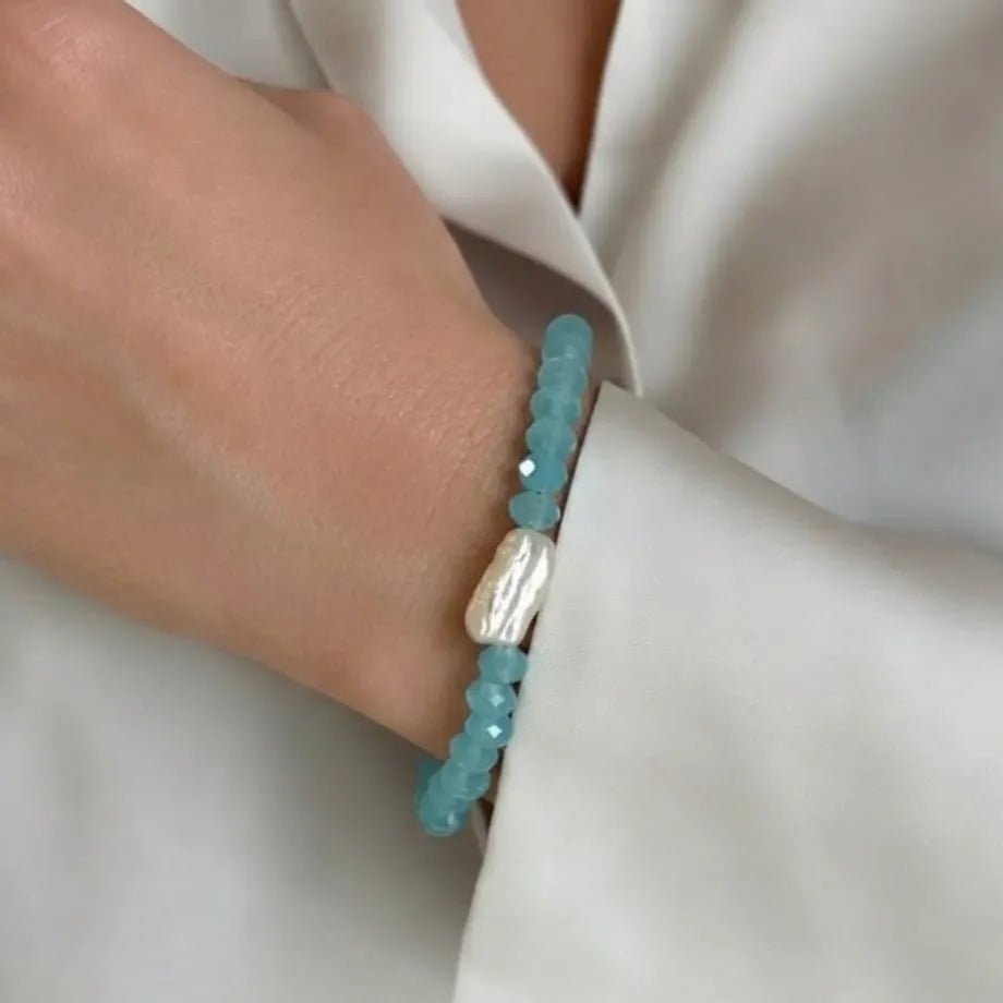 INCASTRI CELESTI - Bracciale di perle Keshi con perline di cristallo - OE!