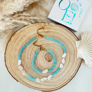 INCASTRI CELESTI - Collare di perle Keshi con perline di cristallo - OE!