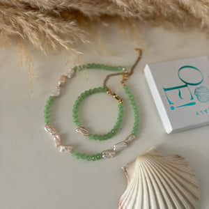 INCASTRI VERDI – Bracciale con perle keshi e perline di cristallo - OE!