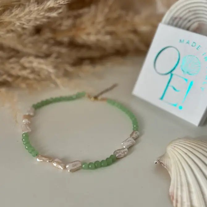 INCASTRI VERDI - Collare di perle Keshi con perline di cristallo - OE!