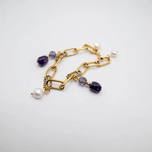 INCROCI PURPLE - bracciale a catena con perle ed ametista - OE!