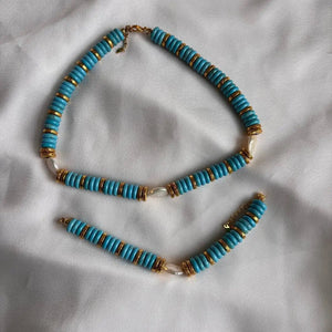 Ischia - Bracciale in Magnesite turchese e Perla Keshi - OE!