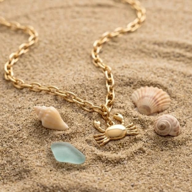 krab collana a catena artigianale con granchio - OE!