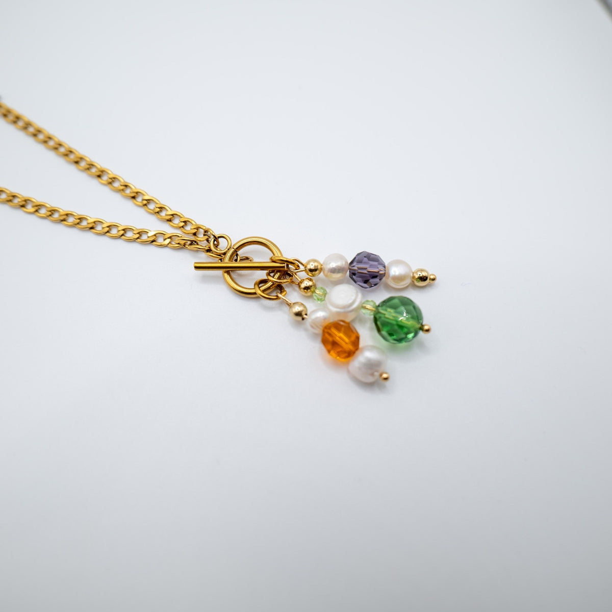 LAPILLI - Collana a catena con ciondoli in perle e cristalli - OE!