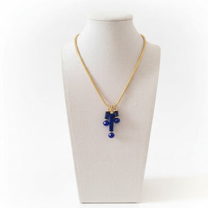 Lapisia Collana Lapis Blu, Acciaio Inossidabile Placcato Oro 18K - Catena Doppia tonda - OE!