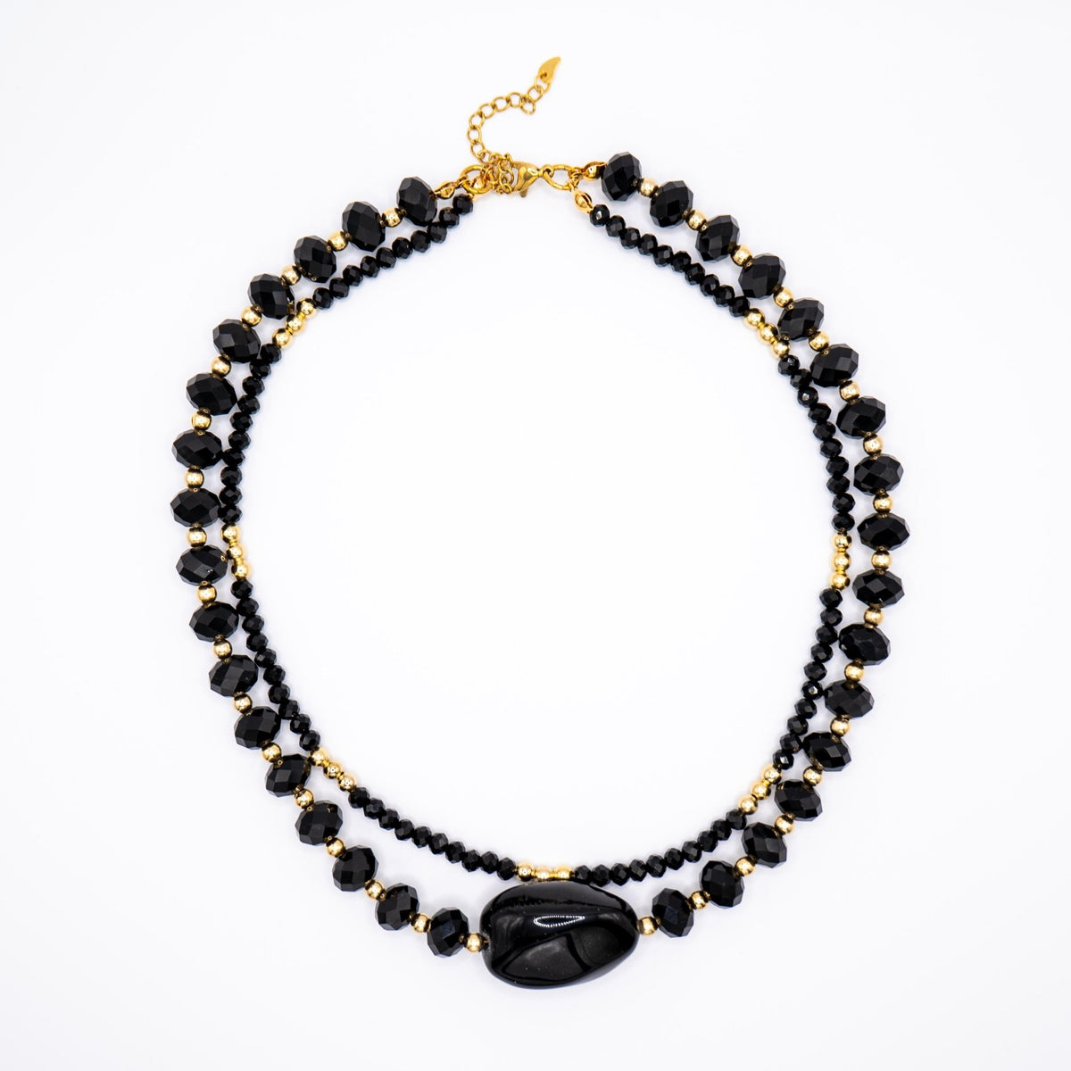 LAVA - Collana con Pietra Ossidiana e cristalli - OE!