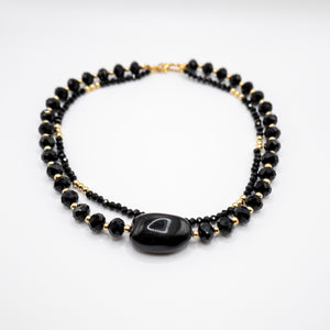 LAVA - Collana con Pietra Ossidiana e cristalli - OE!