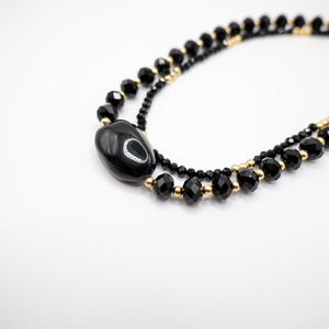 LAVA - Collana con Pietra Ossidiana e cristalli - OE!