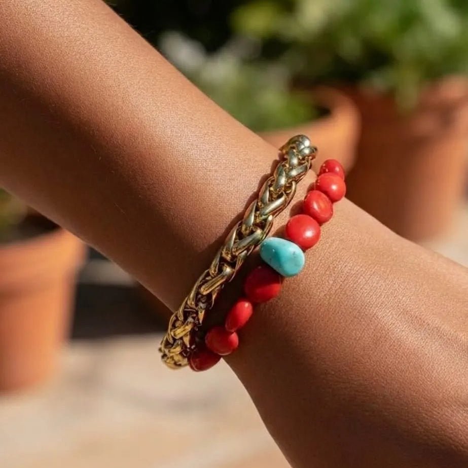 MAI TAI - bracciale in corallo bambù e magnesite - OE!
