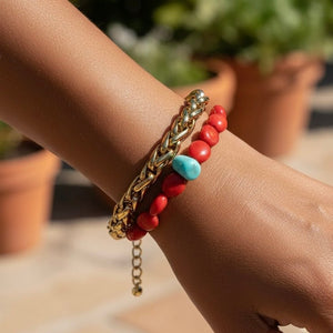 MAI TAI - bracciale in corallo bambù e magnesite - OE!