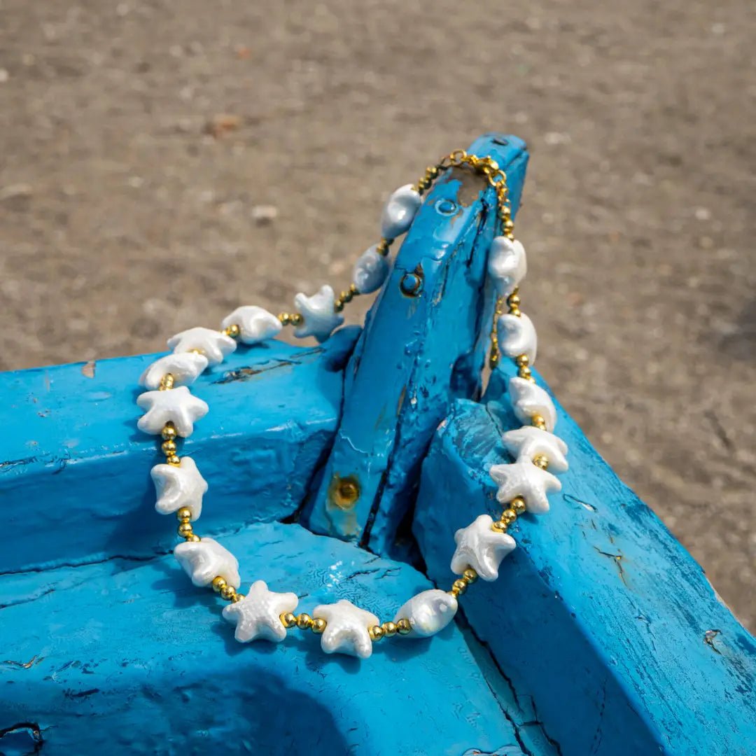 MEDITERRANEO - Collana girocollo con stella marina bianca in ceramica - OE!