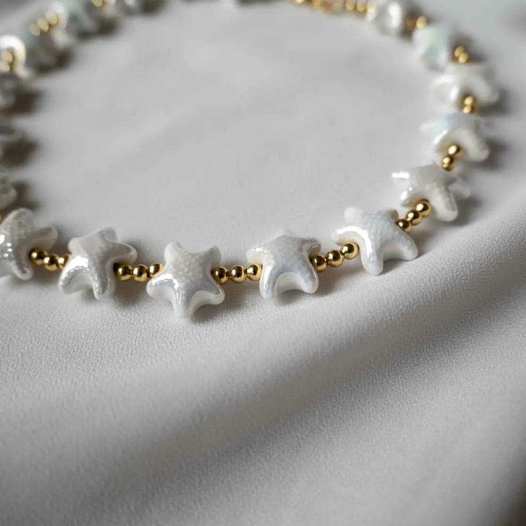 MEDITERRANEO - Collana girocollo con stella marina bianca in ceramica - OE!