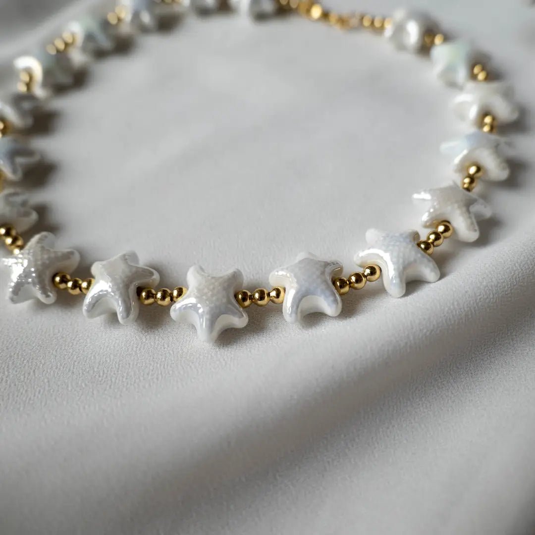 MEDITERRANEO - Collana girocollo con stella marina bianca in ceramica - OE!