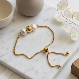 Minimal charm bracciale regolabile in acciaio placcato oro