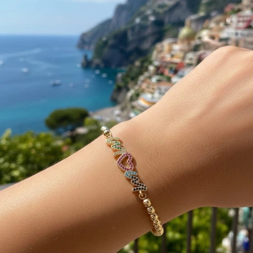 MUM bracciale placcato oro e zirconi made in italy