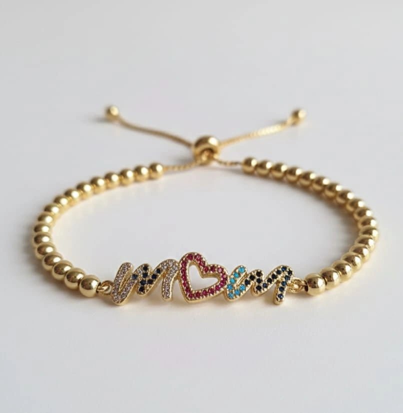 MUM bracciale placcato oro e zirconi made in italy