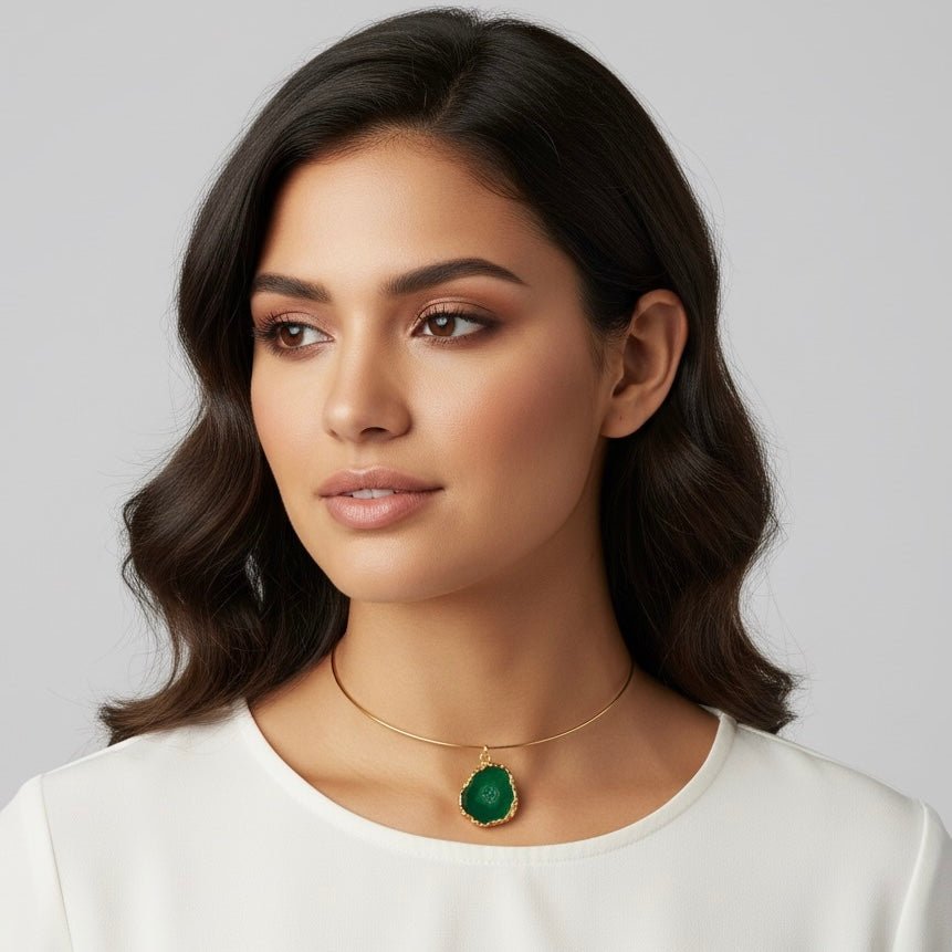 NATURA – collana rigida in acciaio inossidabile placcato oro 18K - OE!